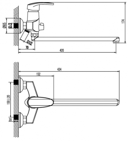 Смеситель для ванны Elghansa EcoFlow Alpha 5352707set