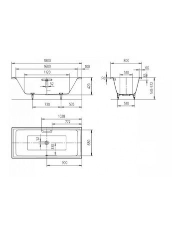 Стальная ванна (180х80) Kaldewei Puro Duo 266400010001