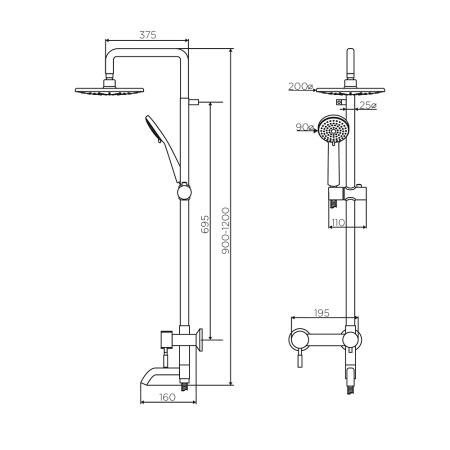 Душевая система с изливом Dorff Logic D0703000SS