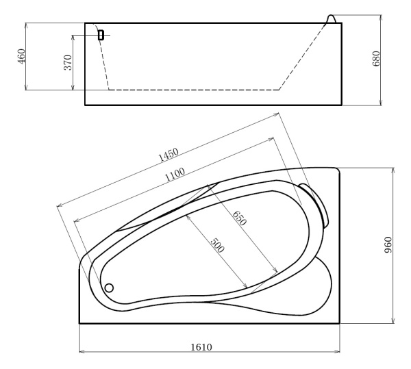 Акриловая ванна (161х96) Gemy G9046 K L с гидромассажем, левая Акриловая ванна (161х96) Gemy G9046 K L с гидромассажем, левая