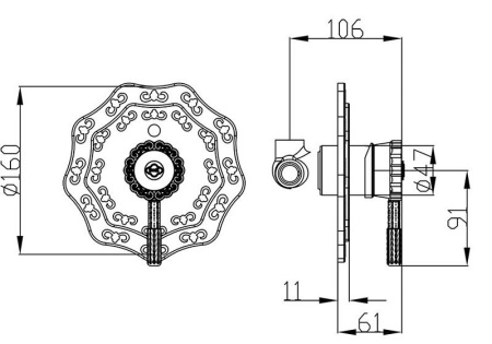 Cмеситель встраиваемый для душа  Zorg A 105DK-BR