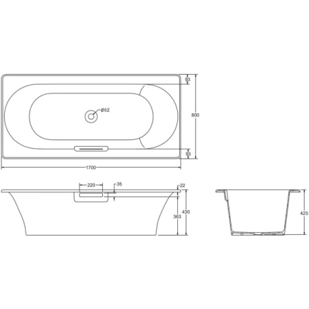 Чугунная ванна (170x80) Jacob Delafon Volute E6D901-0