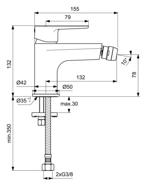 Смеситель для биде Ideal Standard Cerafine Model O BC704AA