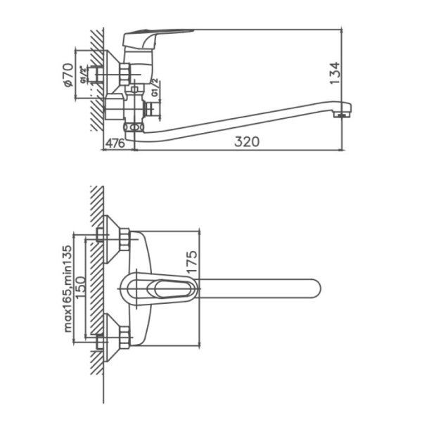 Смеситель для ванны Cron CN2104 Смеситель для ванны Cron CN2104
