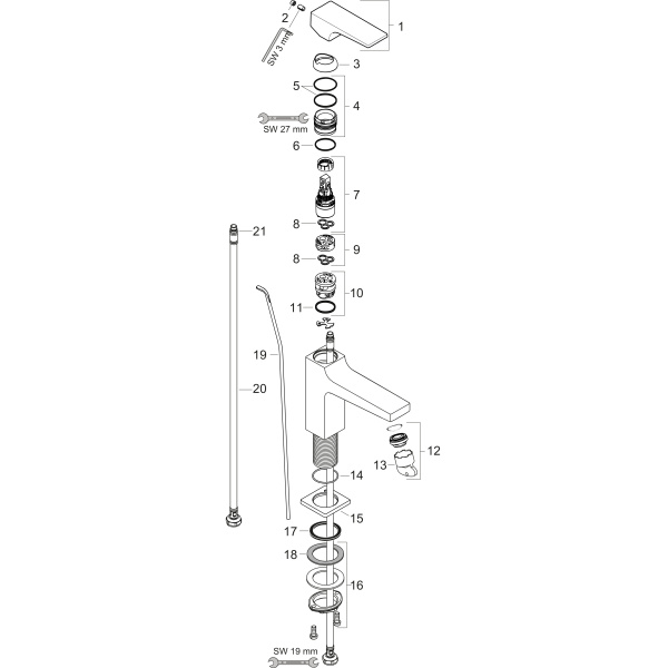 Смеситель для раковины с донным клапаном Hansgrohe Metropol 32506000 хром