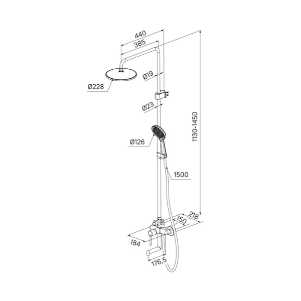 Душевая система с тропическим душем и изливом IDDIS Aiger (AIGBL3Fi06)