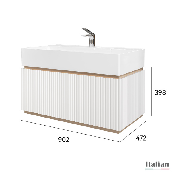 Тумба без раковины 90 см Jorno Filoro Fil.01.90/P/W/JR белый