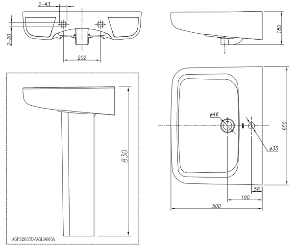 Пьедестал для раковины ArrowAGL9605A