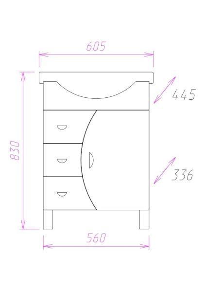 Тумба под раковину напольная Onika Луна 60 106005