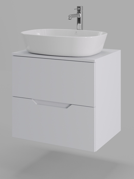 Тумба с раковиной подвесная 60 см Orange Line Li-60TuwMDF+B08-500W белый