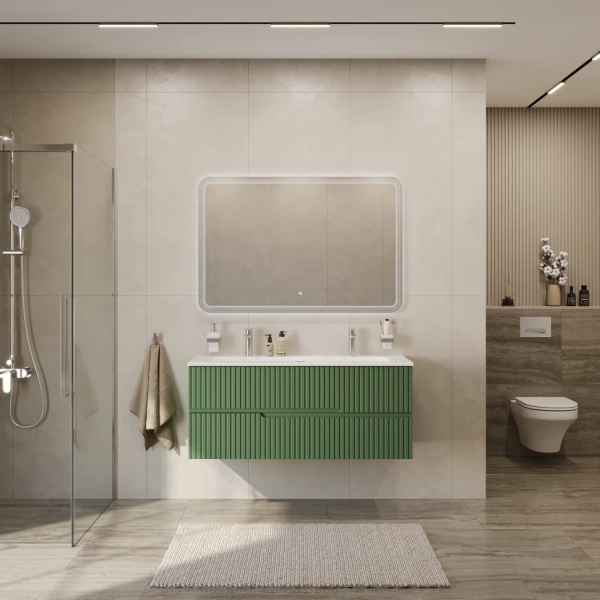 Тумба под раковину Cezares DUET-N-1200-2C-SO-PS-P Фисташковый софт