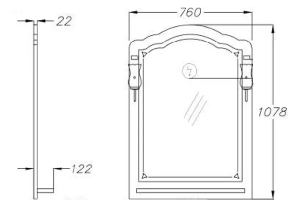 Зеркало Opadiris Лоренцо 80 00-00007046  светлый орех, с выключателем, без светильника