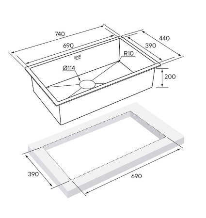 Кухонная мойка Paulmark  Valde PM217444-GM вороненая сталь