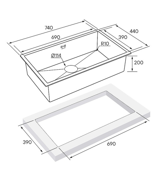 Кухонная мойка Paulmark  Valde PM217444-GM вороненая сталь