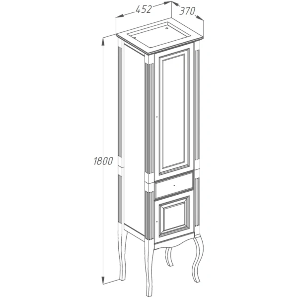 Пенал Opadiris Лаура, цвет белый с патиной, правый Z0000006524