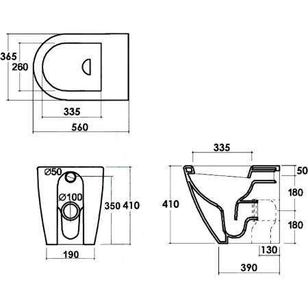 Подвесной безободковый унитаз с сиденьем микролифт beWash Aldo BKFSR101565