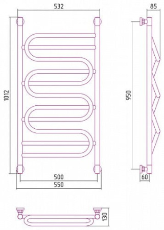 Водяной полотенцесушитель Сунержа Иллюзия 00-0210-9550