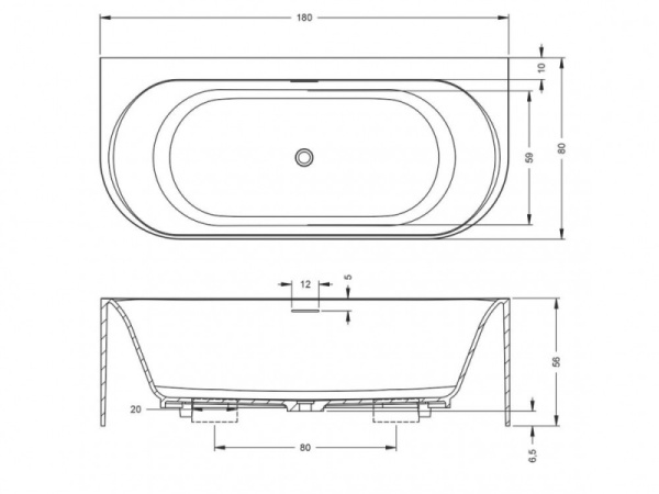 Ванна из искусственного камня Riho Essence B2W (180×80) B131001105
