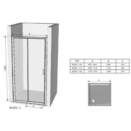 Душевая дверь Ravak Blix BLDP2-100 0PVA0100Z1