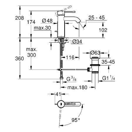 Смеситель для раковины Grohe Essence 24180001