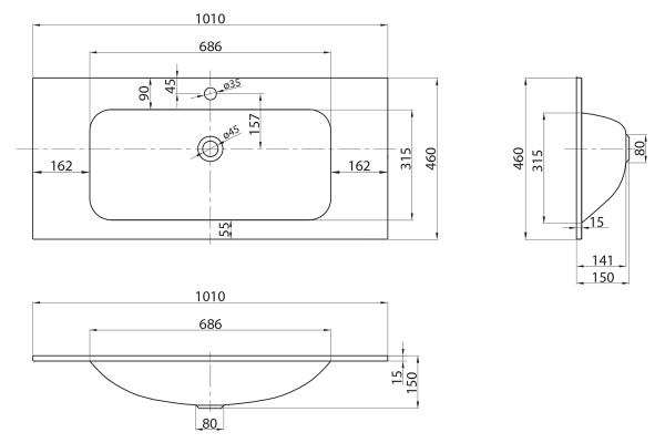 Раковина стеклянная (101x46) BelBagno BB1010/465-LV-VTR-BO