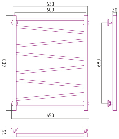 Полотенцесушитель Водяной Сунержа Сирокко (80х60) Хром 00-0253-8060