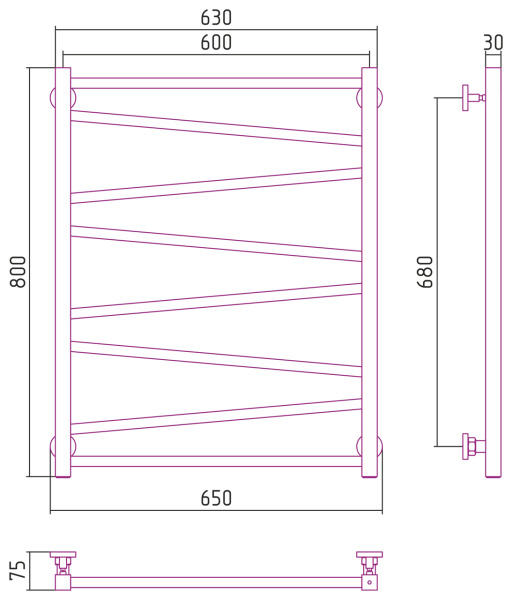 Полотенцесушитель Водяной Сунержа Сирокко (80х60) Хром 00-0253-8060 Полотенцесушитель Водяной Сунержа Сирокко (80х60) Хром 00-0253-8060