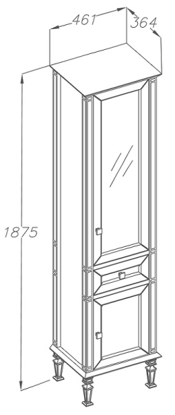 Пенал Opadiris Кантара, цвет белый матовый, левый 00-00004353