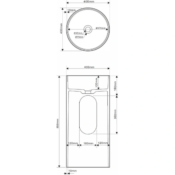 Раковина отдельностоящая ABBER Stein AS2516-H белая матовая