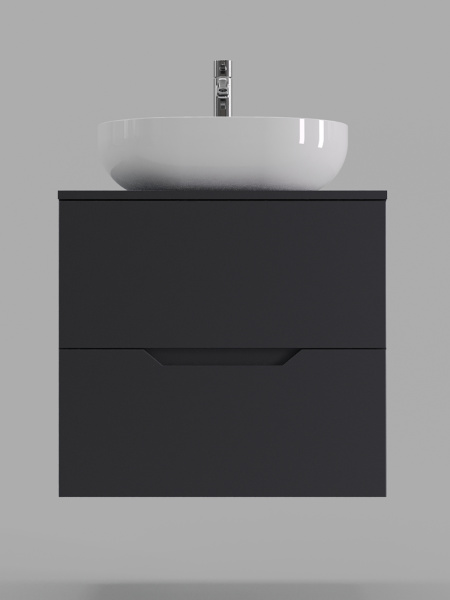 Тумба с раковиной подвесная 60 см Orange Line Li-60TugMDF+B05-480W графит/белый