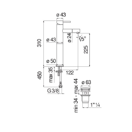 Смеситель для раковины Nobili Live LV00428/2CR