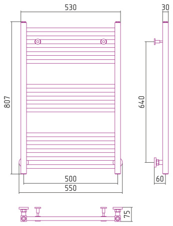 Полотенцесушитель водяной Сунержа Модус (80х50) Матовый Белый 30-0250-8050