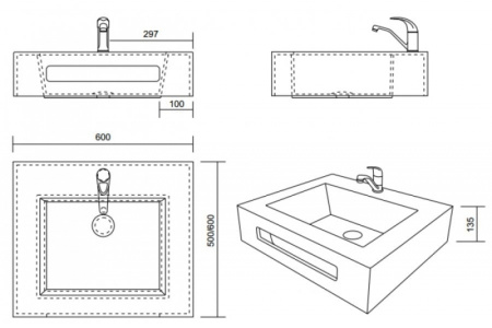 Раковина Kolpa-San Kvadra WB 60*60 Раковина Kolpa-San Kvadra WB 60*60