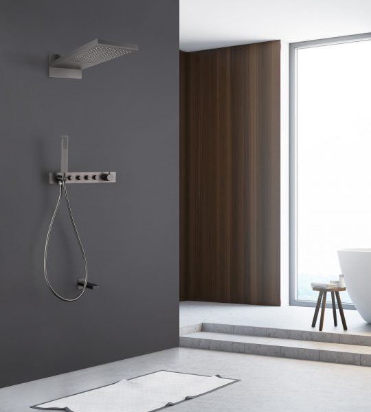 Душевой комплект ABBER Rund AF8753NG скрытого монтажа с изливом, термостат, никель