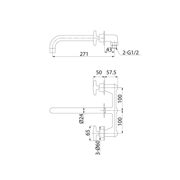 Встраиваемый смеситель для умывальника IDDIS Acros (ACRSB00i65)