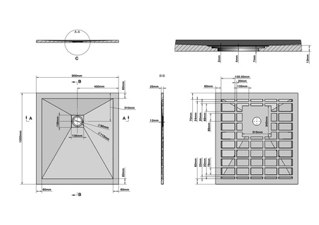 Душевой поддон из искусственного камня (100х90) Grossman Strong GR-S290100Q