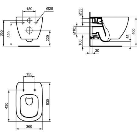 Комплект унитаз + инсталляция Ideal Standard Tesi P3868V1