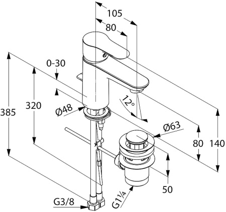 Смеситель для раковины Kludi Objekta 322330575