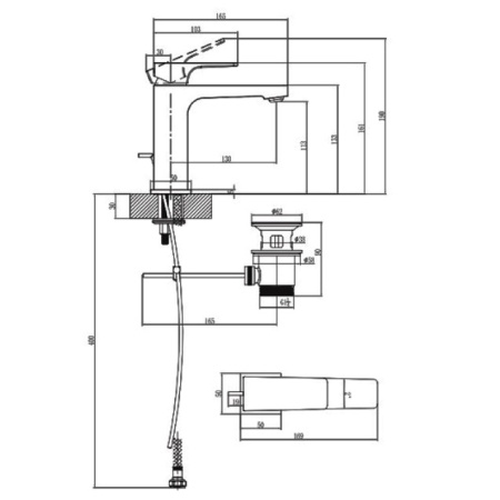 Смеситель для раковины ARCHITECTURA SQUARE TVW125001000K5