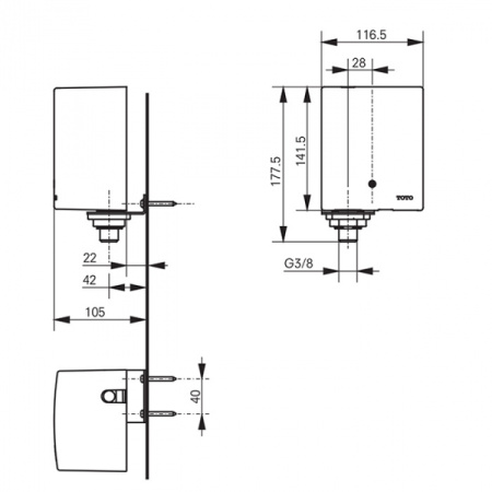 Блок управление автоматического смесителя Toto Public DLE124DHE4