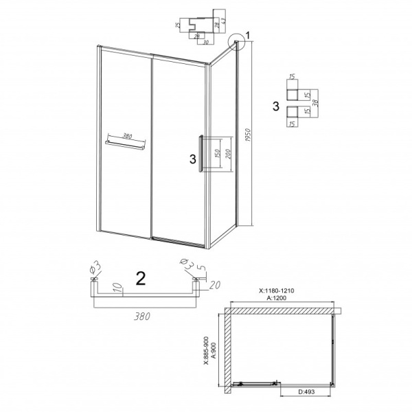Душевой уголок (120х90) Grossman Style 120.K33.05.1290.10.02