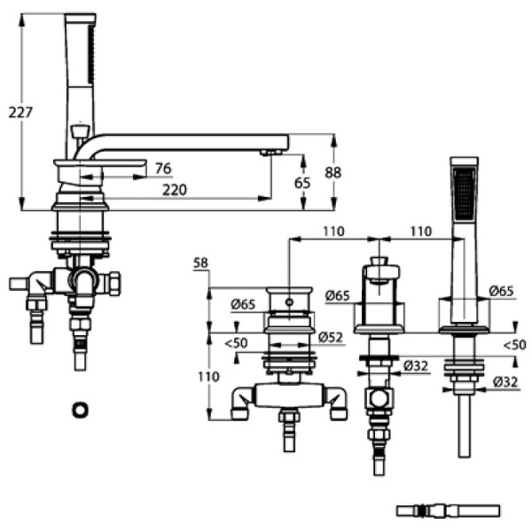 Смеситель на борт ванны Kludi E2 494470575