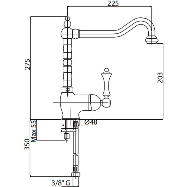 Смеситель для кухни Cezares Margot MARGOT-LLM2-03/24-N