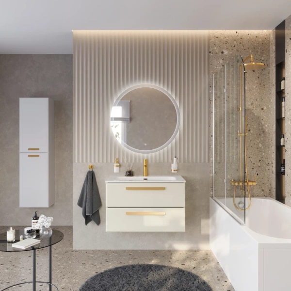 Тумба под раковину Cezares ECO-CER-N-800-2C-SO-AS-P Альпака брашированная без ручек