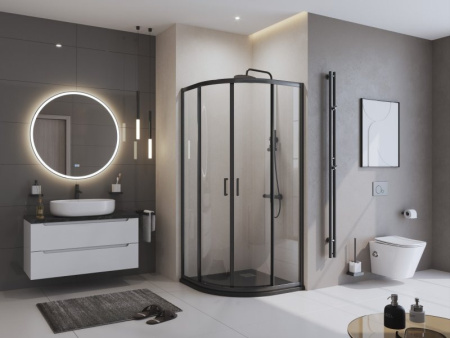 Поддон из искусственного мрамора BelBagno TRAY-MR-UNO-R-90-550-35-NERO
