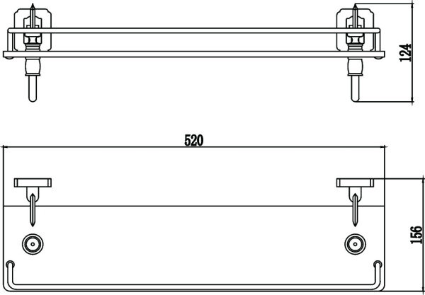 Полка прямая стеклянная 60 см Savol 64 S-006491