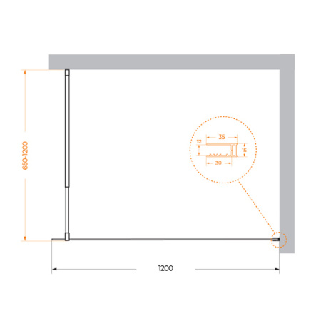 Душевая перегородка (120х195) BelBagno KRAFT-L-1-120-C-Cr хром