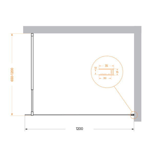 Душевая перегородка (120х195) BelBagno KRAFT-L-1-120-C-NERO черный