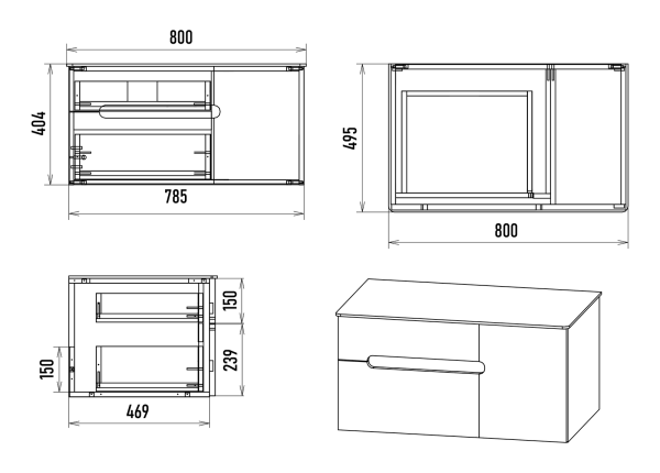 Тумба под раковину Misty Роял 80   П-Роя-01080-021П2Я