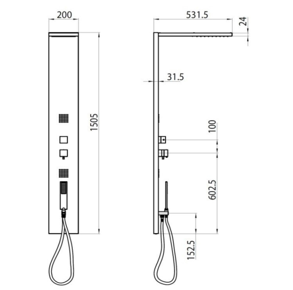 Душевая панель Bossini Manhattan-4 L00897.030 хром